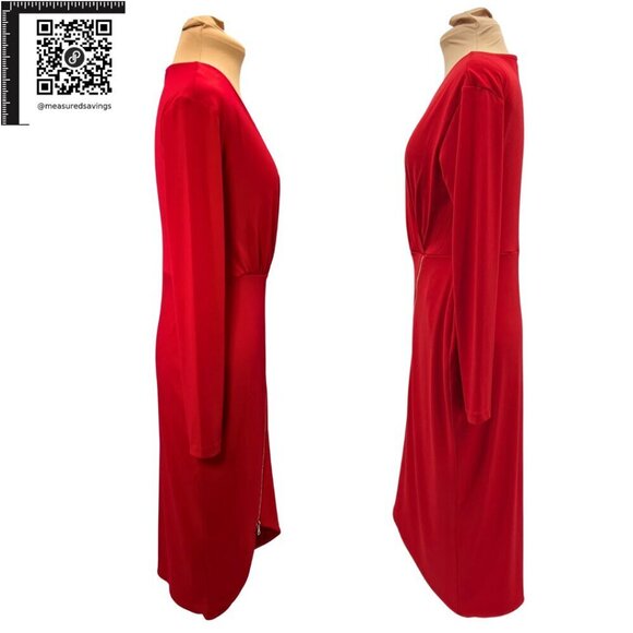 Medium - NWOT RACHEL Rachel Roy - Red Long-Sleeve Knee-Length Zippered Dress - Picture 5 of 9